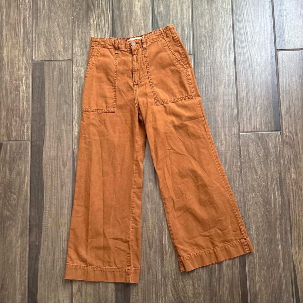 The GREAT. The General Wide Leg Cropped Pants in Cooper Sz 26 - Picture 2 of 9